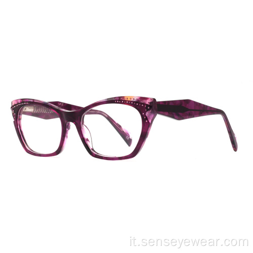 Occhiali da cornice ottica acetato con strass con strass da donna